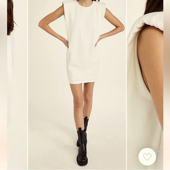 🆕 ENDLESS ROSE | Beige Shoulder Pad Mini Dress Size Small NWT - Picture 1 of 9
